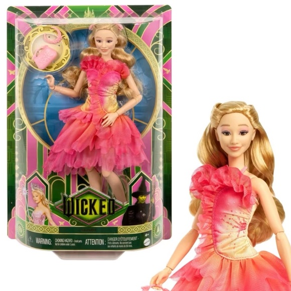 Wicked Movie Glinda Mattel Doll Pink Tulle Dress with...